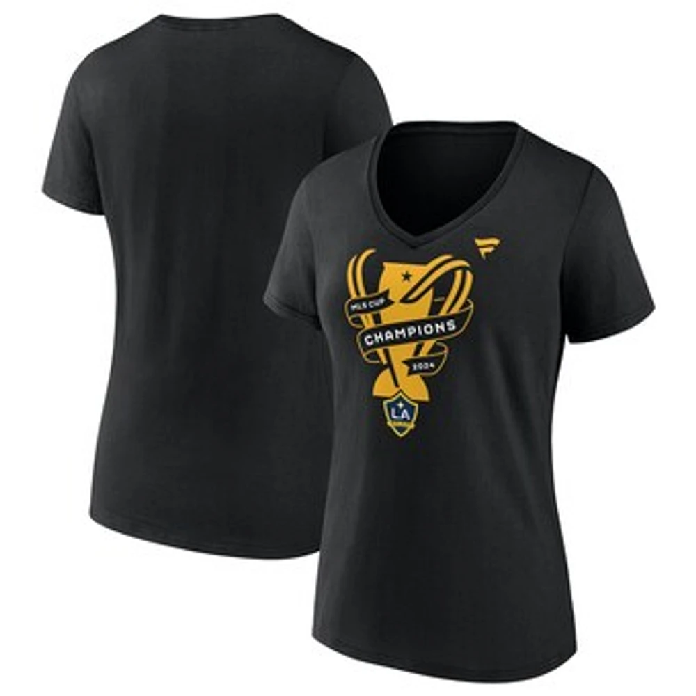 Women's Fanatics Black LA Galaxy 2024 MLS Cup Champions Locker Room V-Neck T-Shirt