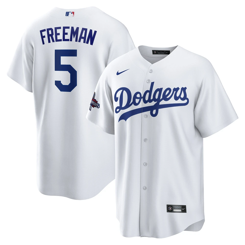 Youth Nike Freddie Freeman White Los Angeles Dodgers 2024 World Series Champions Replica Player Jersey