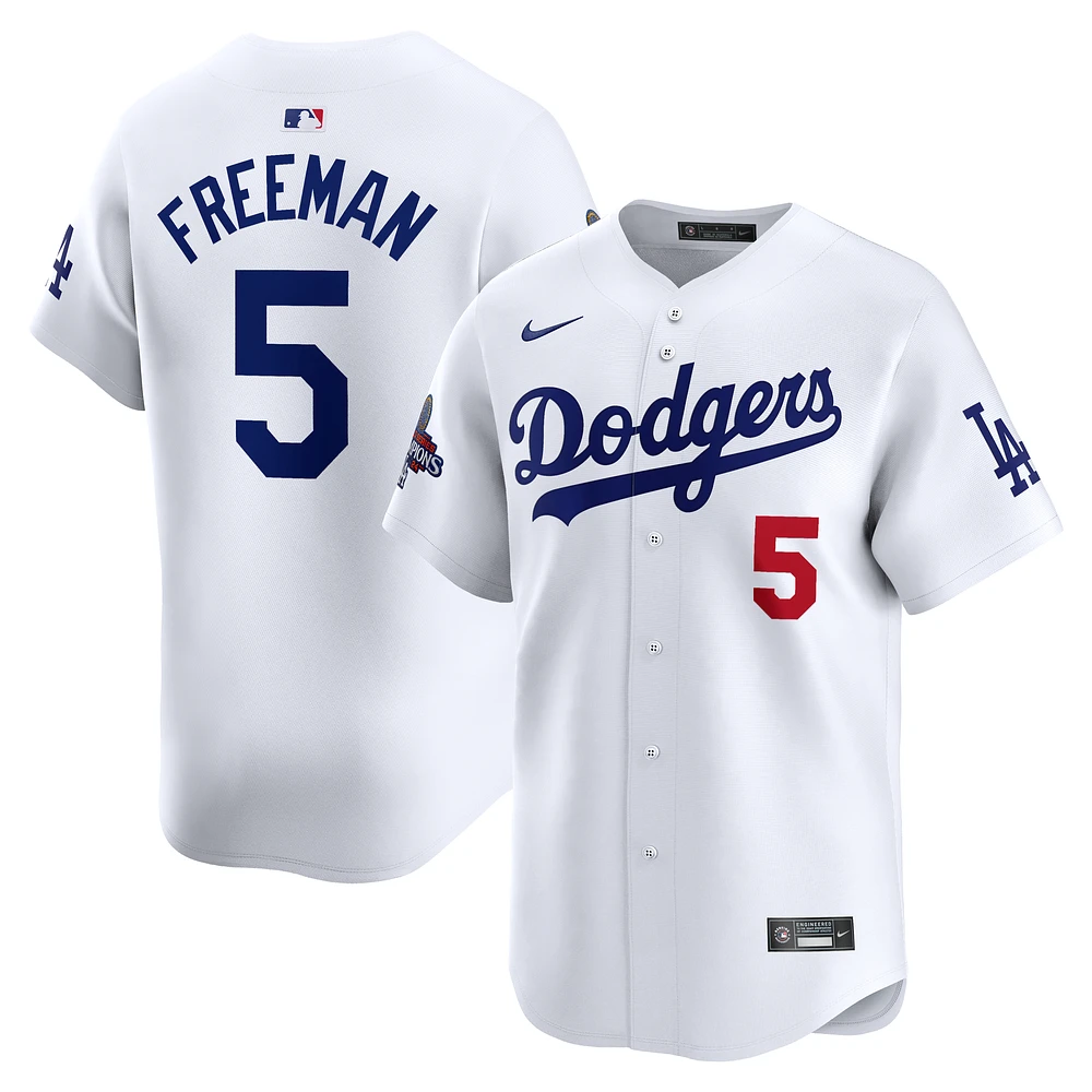 Men's Nike Freddie Freeman White Los Angeles Dodgers Home 2024 World Series Champions Limited Jersey