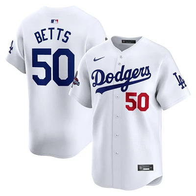 Men's Nike Mookie Betts White Los Angeles Dodgers Home 2024 World Series Champions Limited Jersey