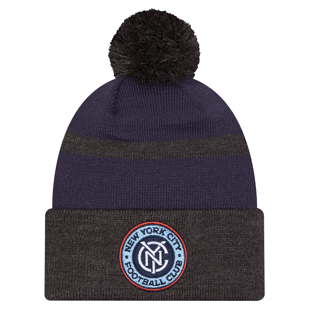 Men's New Era  Navy New York City FC 2025 Kickoff Cuffed Knit Hat with Pom