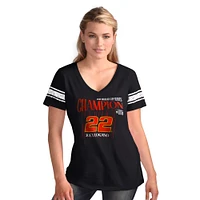 Women's G-III 4Her by Carl Banks  Black Joey Logano 2024 NASCAR Cup Series Champion Endzone V-Neck T-Shirt