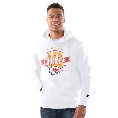 Men's Starter White Kansas City Chiefs Vintage Pullover Hoodie