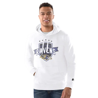 Men's Starter White Baltimore Ravens Vintage Pullover Hoodie