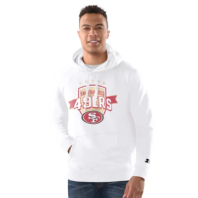 Men's Starter White San Francisco 49ers Vintage Pullover Hoodie