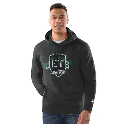 Men's Starter Charcoal New York Jets Vintage Pullover Hoodie