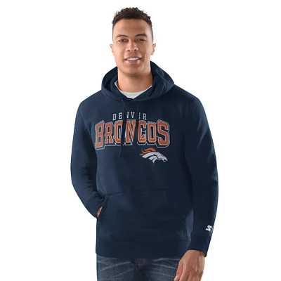 Men's Starter Navy Denver Broncos Vintage Pullover Hoodie