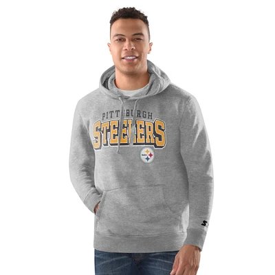 Men's Starter Heather Gray Pittsburgh Steelers Vintage Pullover Hoodie