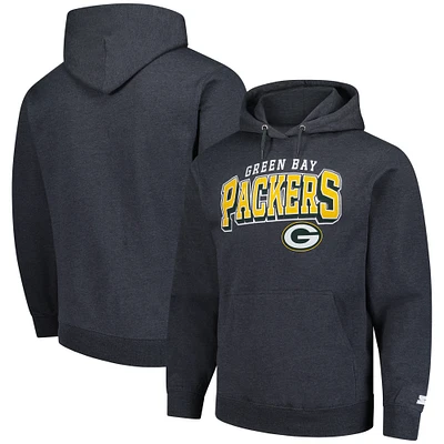 Men's Starter Charcoal Green Bay Packers Vintage Pullover Hoodie