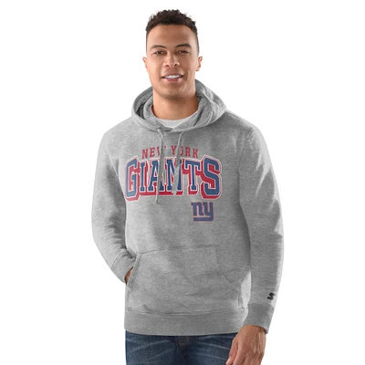 Men's Starter Heather Gray New York Giants Vintage Pullover Hoodie