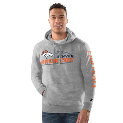 Men's Starter Heather Gray Denver Broncos Vintage Pullover Hoodie