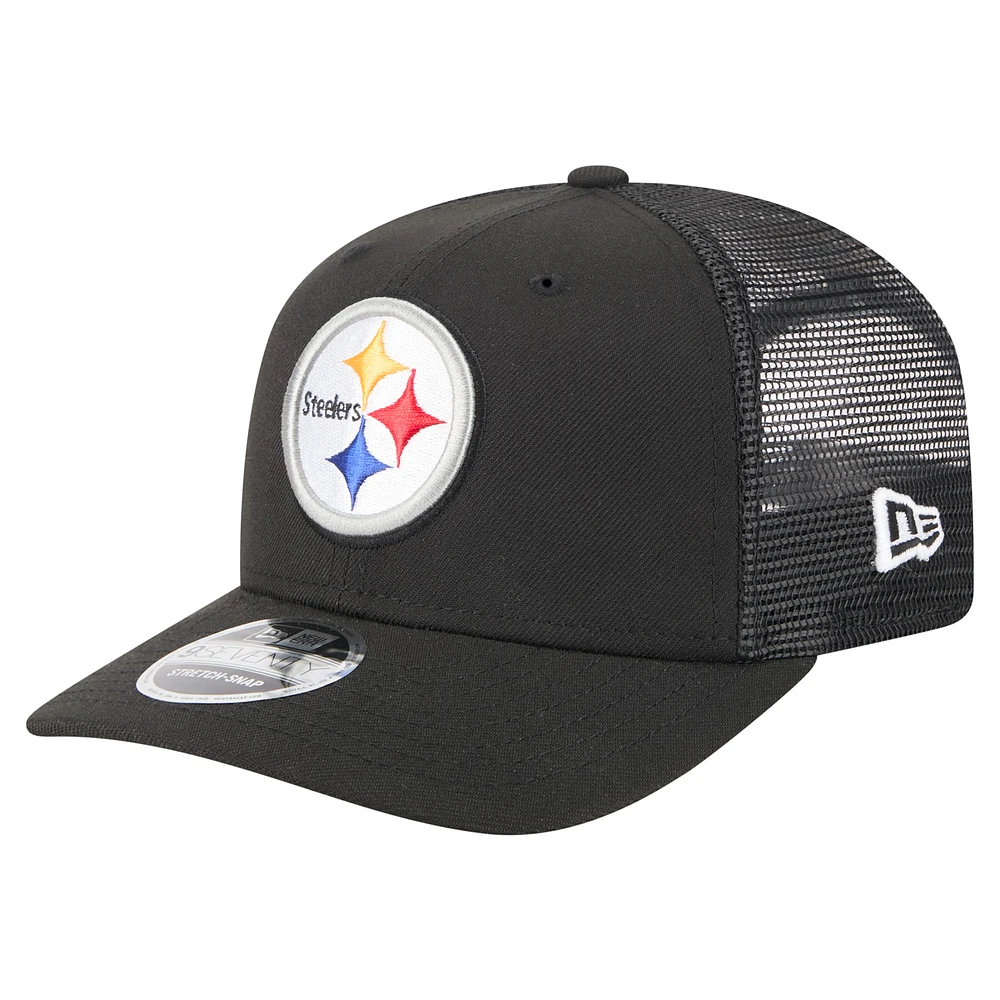 Men's New Era Black Pittsburgh Steelers Team Collection 9SEVENTY Stretch-Snap Adjustable Hat