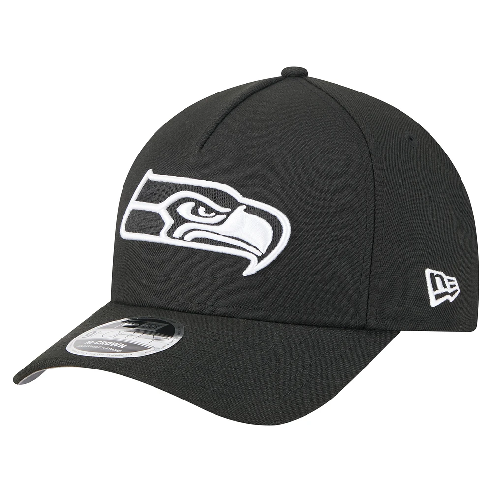 Men's New Era Black Seattle Seahawks Team Collection 9FORTY M-Crown A-Frame Adjustable Hat