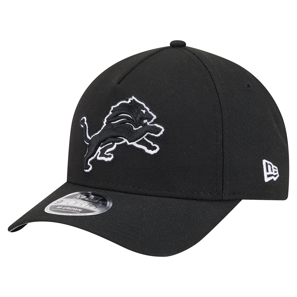 Men's New Era Black Detroit Lions Team Collection 9FORTY M-Crown A-Frame Adjustable Hat