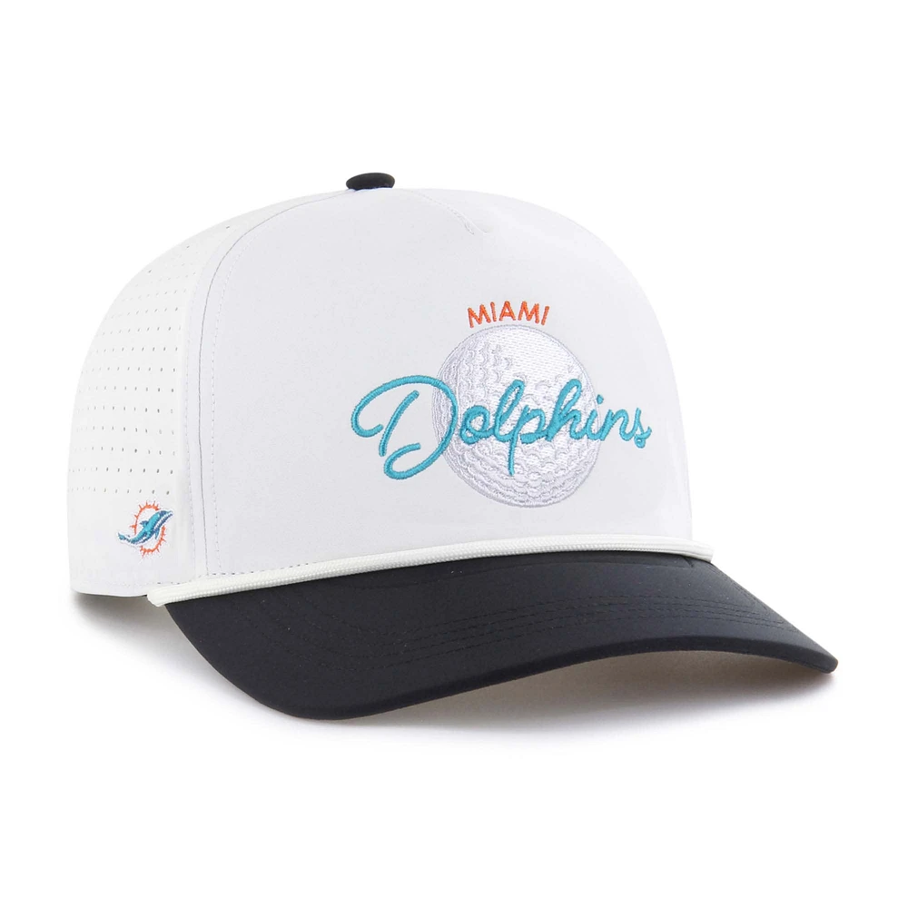 Men's '47 White/Black Miami Dolphins Gimmie Golf Hitch Rope Adjustable Hat