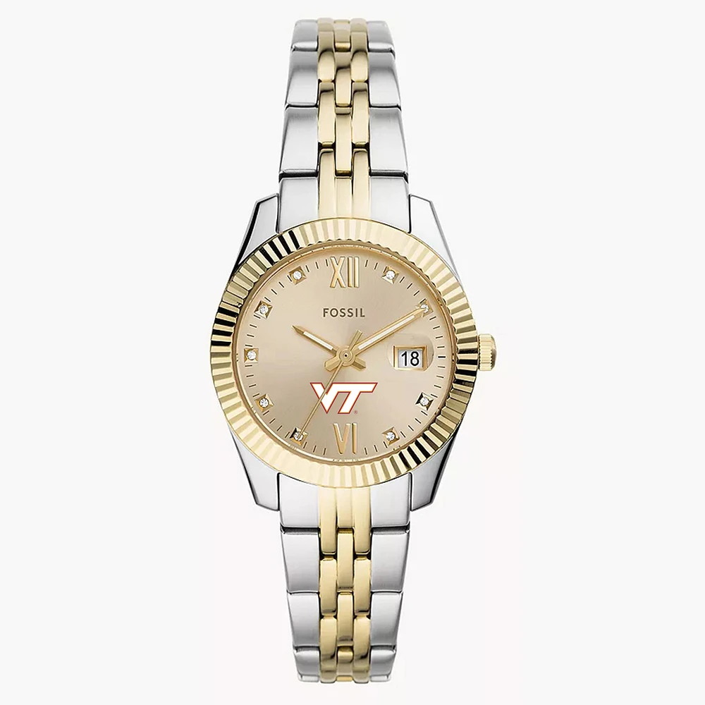 Women's Fossil Virginia Tech Hokies Scarlette Two-Tone Stainless Steel Watch