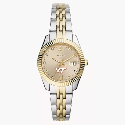 Women's Fossil Virginia Tech Hokies Scarlette Two-Tone Stainless Steel Watch