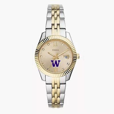 Women's Fossil Washington Huskies Scarlette Two-Tone Stainless Steel Watch