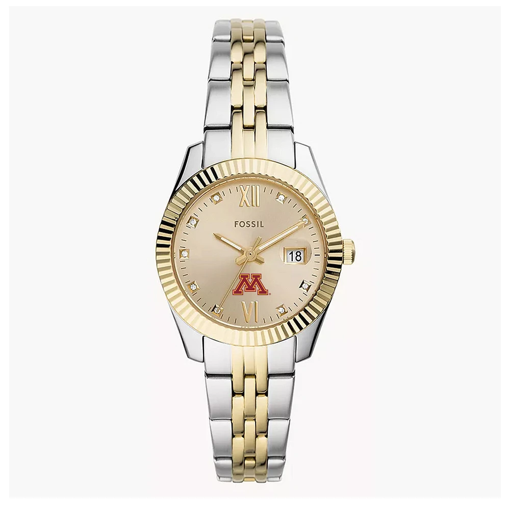 Women's Fossil Minnesota Golden Gophers Scarlette Two-Tone Stainless Steel Watch