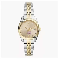 Women's Fossil Mississippi State Bulldogs Scarlette Two-Tone Stainless Steel Watch