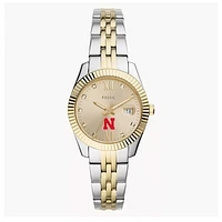 Women's Fossil Nebraska Huskers Scarlette Two-Tone Stainless Steel Watch