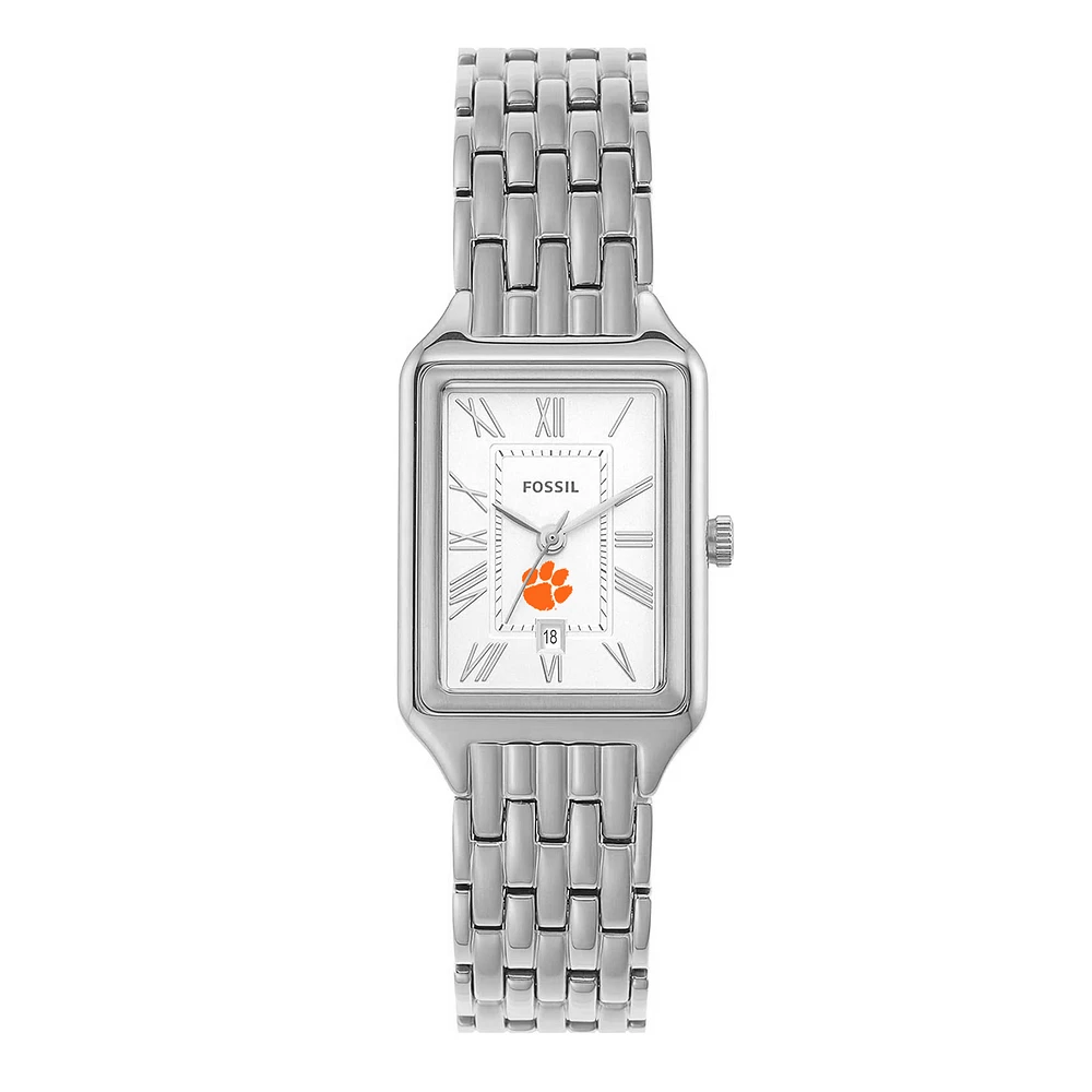 Women's Fossil Clemson Tigers Raquel Three-Hand Date Stainless Steel Watch