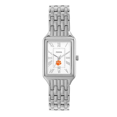 Women's Fossil Clemson Tigers Raquel Three-Hand Date Stainless Steel Watch