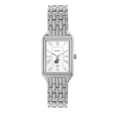 Women's Fossil Kansas Jayhawks Raquel Three-Hand Date Stainless Steel Watch