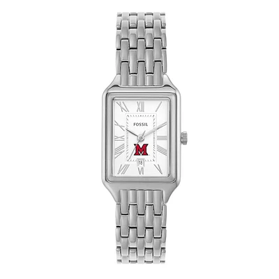 Women's Fossil Miami University RedHawks Raquel Three-Hand Date Stainless Steel Watch