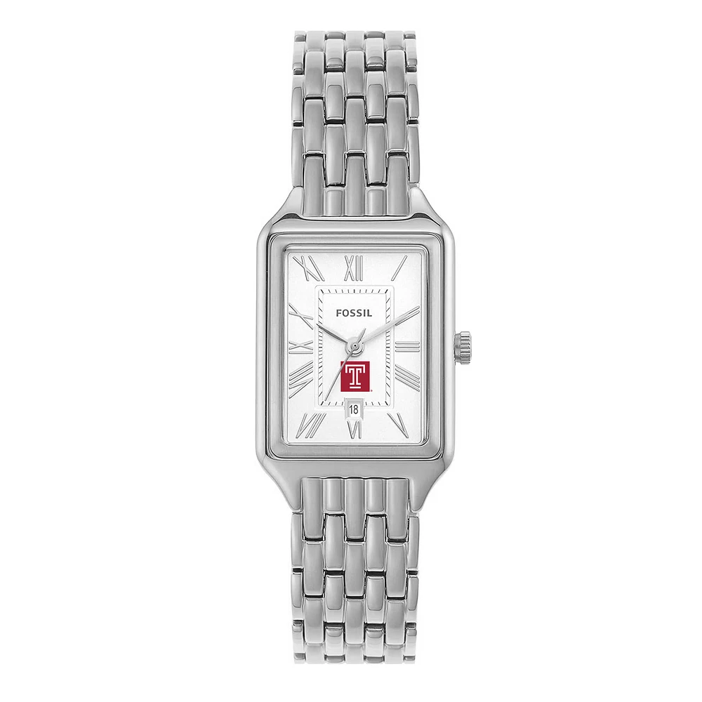 Women's Fossil Temple Owls Raquel Three-Hand Date Stainless Steel Watch