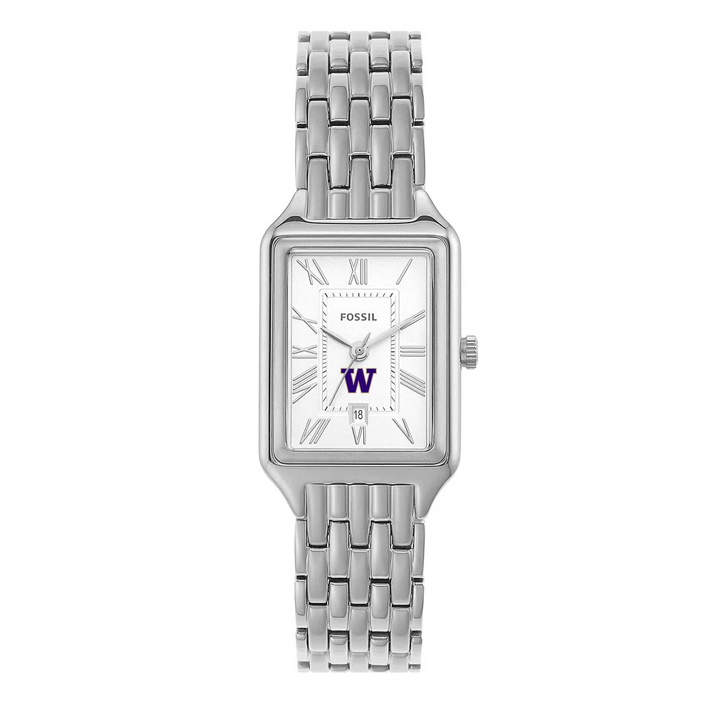 Women's Fossil Washington Huskies Raquel Three-Hand Date Stainless Steel Watch