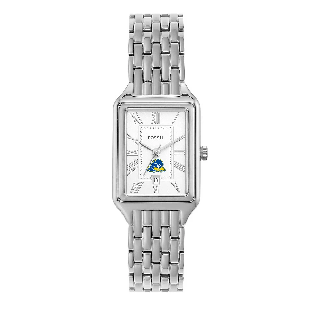 Women's Fossil Delaware Fightin' Blue Hens Raquel Three-Hand Date Stainless Steel Watch