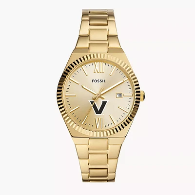 Women's Fossil Gold Vanderbilt Commodores Scarlette Three-Hand Stainless Steel Watch