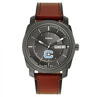 Men's Fossil Citadel Bulldogs Machine Three-Hand Date Brown Leather Watch