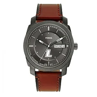 Men's Fossil Loyola Greyhounds Machine Three-Hand Date Brown Leather Watch