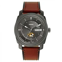Men's Fossil Missouri Tigers Machine Three-Hand Date Brown Leather Watch