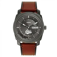 Men's Fossil Montana Grizzlies Machine Three-Hand Date Brown Leather Watch