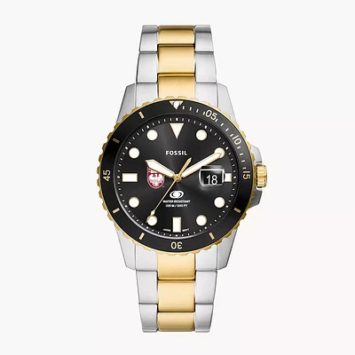Men's Fossil  Silver UChicago Maroons Blue Dive Three-Hand Date Two-Tone Stainless Steel Watch