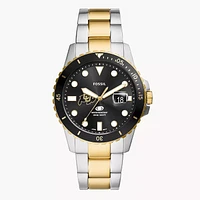 Men's Fossil  Silver Colorado Buffaloes Blue Dive Three-Hand Date Two-Tone Stainless Steel Watch