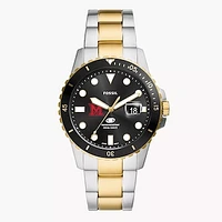 Men's Fossil  Silver Miami University RedHawks Blue Dive Three-Hand Date Two-Tone Stainless Steel Watch