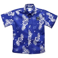 Toddler Vive La Fete Blue Creighton Bluejays Hawaiian Print Button-Down Shirt