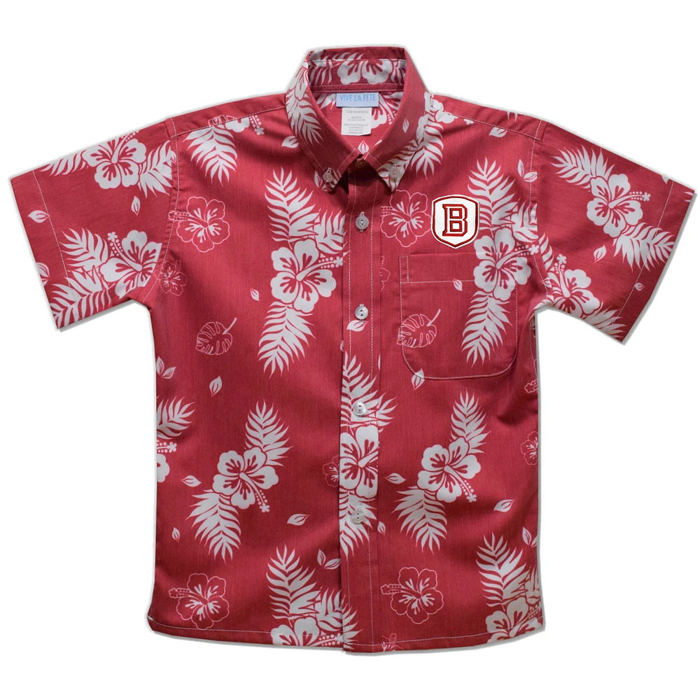 Toddler Vive La Fete Red Bradley Braves Hawaiian Print Button-Down Shirt