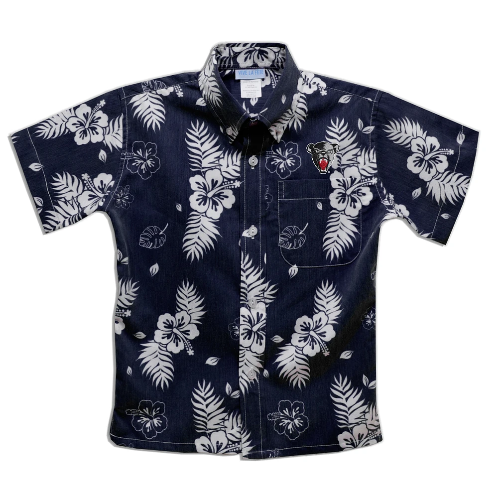 Toddler Vive La Fete Navy Maine Black Bears Hawaiian Print Button-Down Shirt