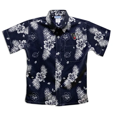 Toddler Vive La Fete Navy Maine Black Bears Hawaiian Print Button-Down Shirt