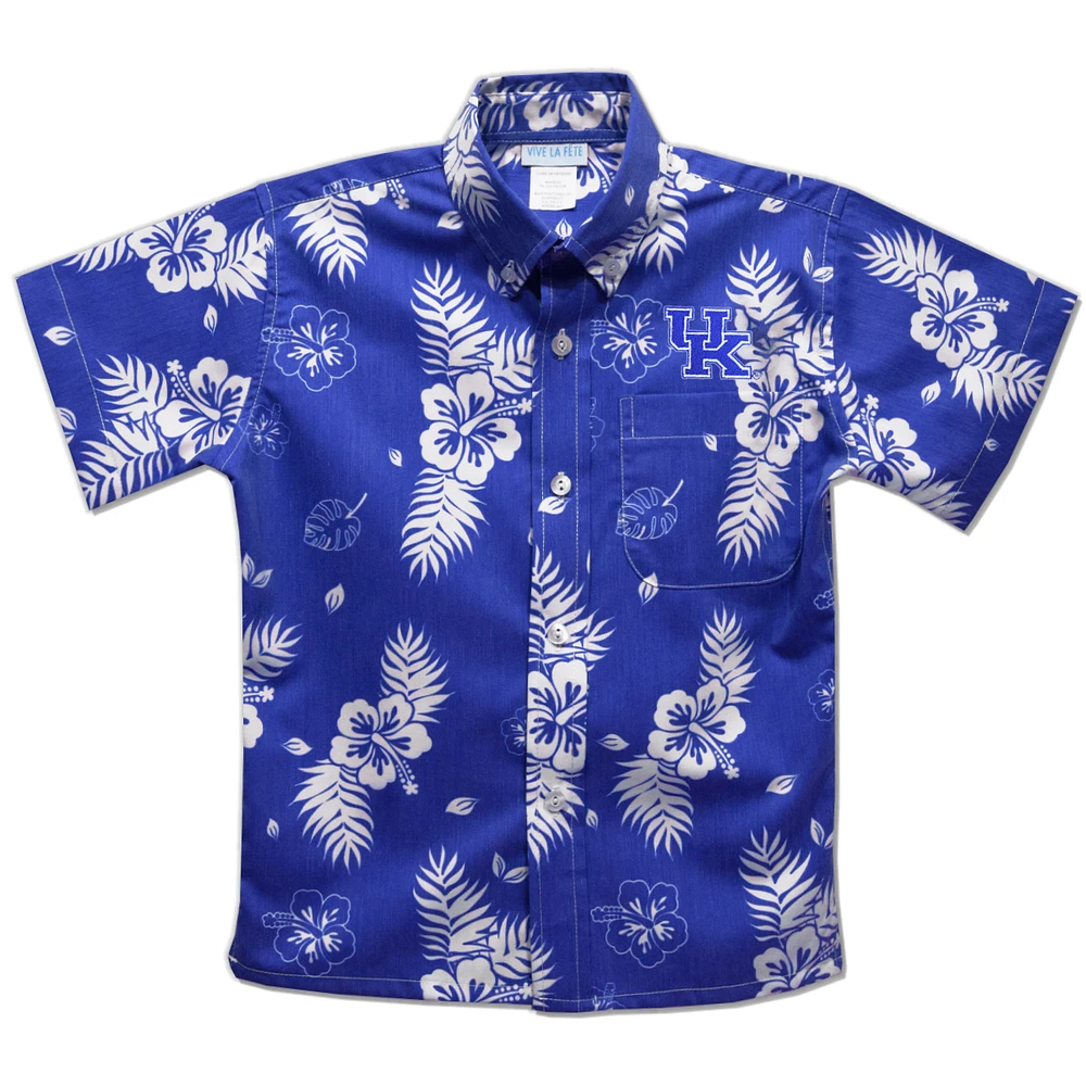 Toddler Vive La Fete Royal Kentucky Wildcats Hawaiian Print Button-Down Shirt