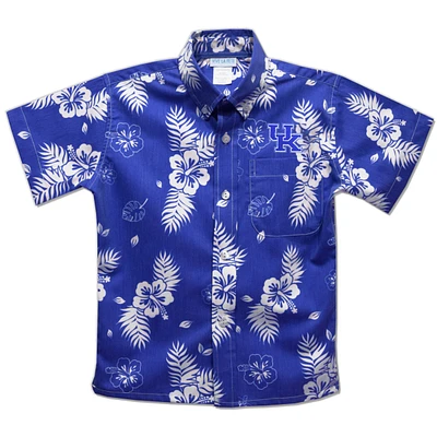 Toddler Vive La Fete Royal Kentucky Wildcats Hawaiian Print Button-Down Shirt