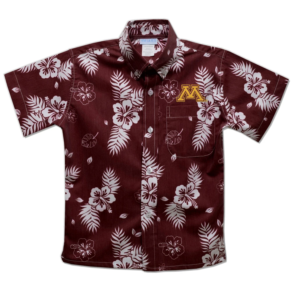 Toddler Vive La Fete Maroon Minnesota Golden Gophers Hawaiian Print Button-Down Shirt