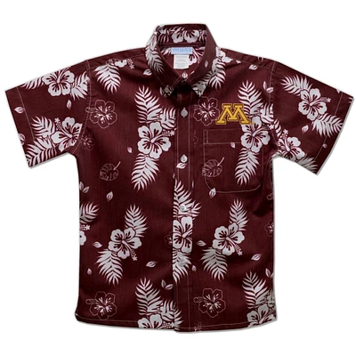 Toddler Vive La Fete Maroon Minnesota Golden Gophers Hawaiian Print Button-Down Shirt