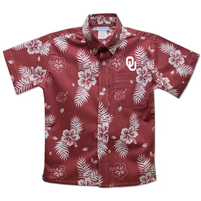Toddler Vive La Fete Crimson Oklahoma Sooners Hawaiian Print Button-Down Shirt
