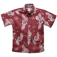 Toddler Vive La Fete Crimson Oklahoma Sooners Hawaiian Print Button-Down Shirt